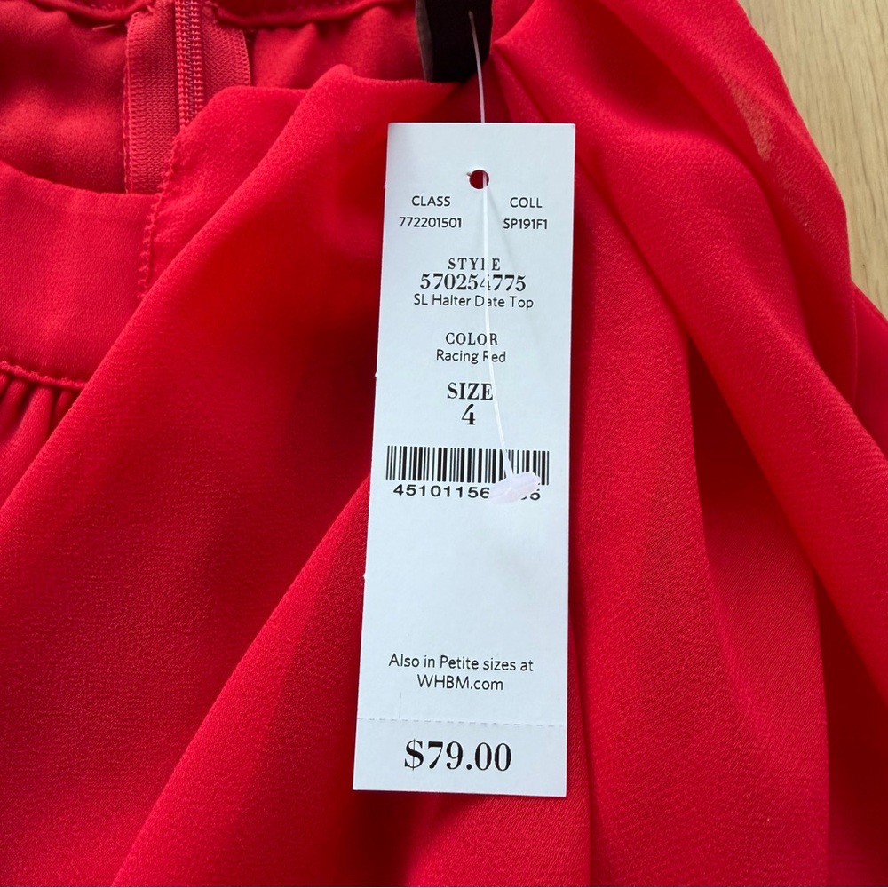 White House Black Market Red Ruffled Halter Camisole - Picture 4 of 8